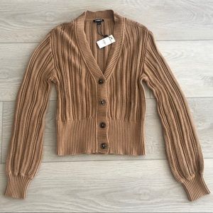 Express camel/tan cable knit cardigan sweater
